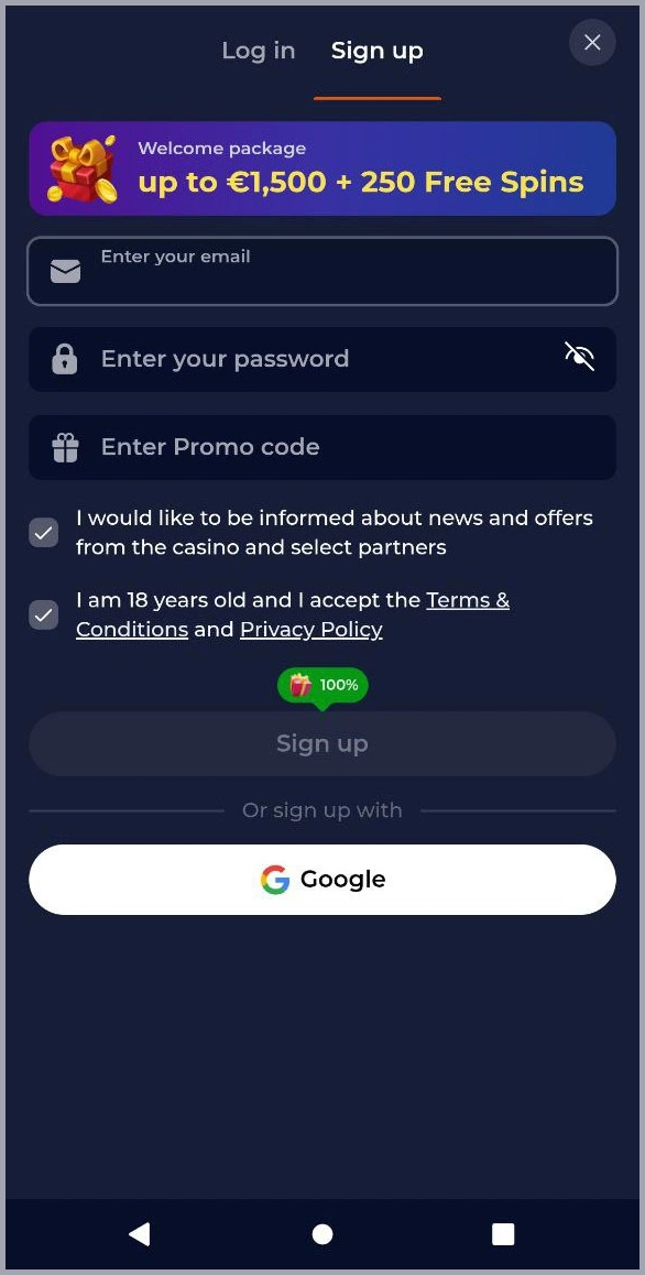 Registrazione Nuovo Account Nine Casino