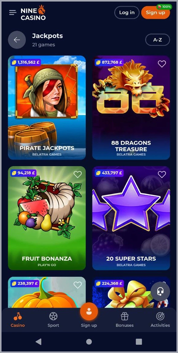 Big wins with NineCasino’s jackpot slots